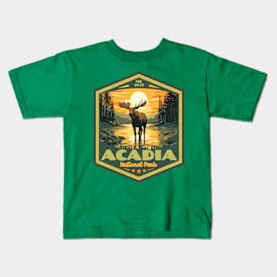 Acadia National Park Vintage WPA Style National Parks Art Kids T-Shirt